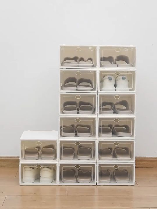 Big SIze Shoe Box Storage Organizer Clear Plastic Stackable Candy