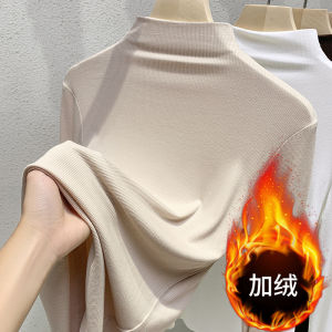 Black Stand Collar Modal Long Sleeve Slim Fit Base Shirt Womens Autumn Winter T-Shirt Top Fashionable Inner Wear Base Layer