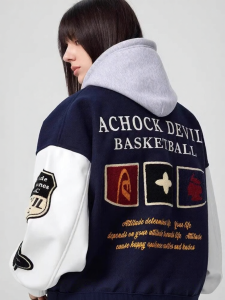 A chock | American Heavy Flocking Baseball Jacket