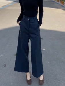 High Waist Wide Leg Casual Pants Womens plus Size Pear Shape Body Slimming Suit Nine Point Pants Korean Style Commute Wind