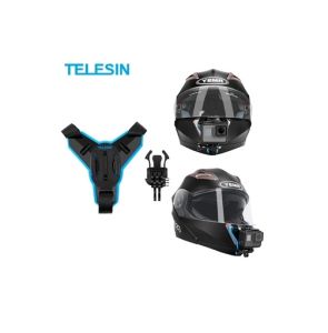 Telesin Detachable Chin Strap Motorcycle Helmet Mount for GoPro Hero 13 12 11 10 9 8 7 DJI OSMO Action 5 4 3 Insta360 Ace Pro SJCAM for Vlogging Silicone Anti-Slip Stability Mount