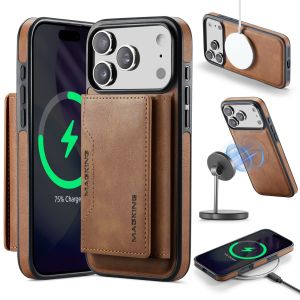 szhaiyu | Detachable Magnetic Wallet Card Slots Phone Case for IPhone Air 17E 16E 17 16 15 14 13 12 Pro Max Plus for Magsafe Leather Cover