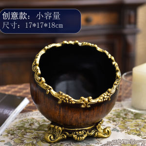 Elegant European Style Trash Can with Lid for Living Room Decorative Accessories American Chinese Storage Bucket Tea Table Ornaments