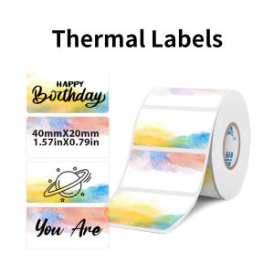 KAYSION Watercolor Colorful Thermal Label Paper Stickers Irregular Stickers Gift Tags Handmade DIY Envelope Cute Stickers Compatible Phomemo M110/M200 Printers