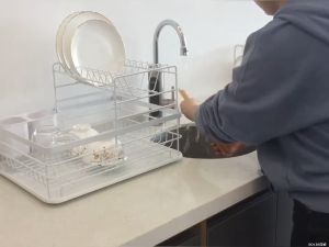 NINI Minimalist Double Layer Dish Rack Japanese Style Dish Drainer Multipurpose Drain Water Sink Rack Dish Rack Storage Tableware Storage