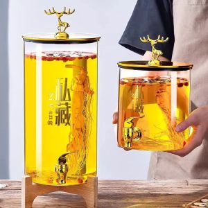 Large High Borosilicate Glass Sealed Wine Brewing Bottle With Spigot 6-10 Liters