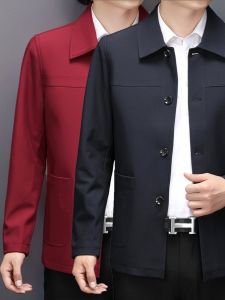 Áo Khoác Nam Cỡ Lớn Phong Cách Trung Hoa Mới Áo Khoác Ngoài Màu Đỏ Rượu Vang Cho Bố Và Ông Ngoại Áo Khoác Ngoài Thời Trang Mùa Xuân Thu