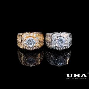 N1223 Nhẫn nam có lót lòng đính đá CZ cao cấp sáng lấp lánh UHA