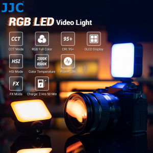 JJC RL-SQ61 Portable Mini RGB Light Magnetic Mounting Type-C Chargable LED Ambient Lamp with 1/4"-20 Cold Shoe Adapter for DSLR Camera Photography SmartPhone Vlog Shooting and Live Streaming