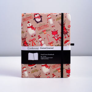 B6 การ์ตูนคริสต์มาสกระสุนจุดวารสารวางแผนการเดินทางไดอารี่ 160 แกรมหนากระดาษยางยืดปกแข็ง Dot Grid โน๊ตบุ๊ค