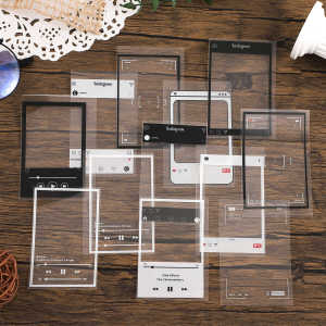 Vintage Photo Frame Stickers Decorative Life Frame Adhesive Paper Scenic Patchwork Painful Package Card Decoration Material