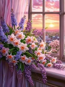Huacan DIY Diamond Painting Window Flower Landscape Mosaic Cross Stitch Kit Embroidery Art Room Home Decor Gift