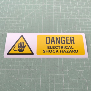 Danger Electrical Shock Hazard. Bahaya Renjatan Elektrik. 危险 当心触电. Sticker Sign Label Safety. Electric Caution Warning