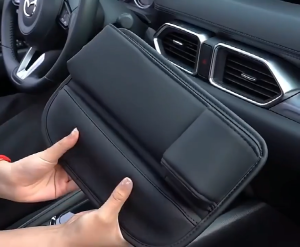 Leather Car Seat Gap Organizer Multifunction Console Crevice Filler Side Storage Box with Cup Holder Car Interior Storage Pocket