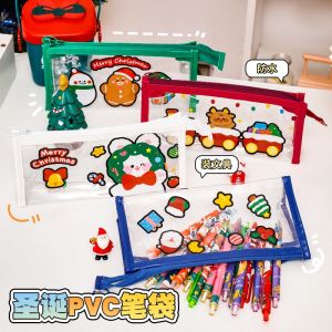 กระเป๋าใส่ปากกา PVC ความจุขนาดใหญ่ ของขวัญวันคริสต์มาส ของเล่นสำหรับเด็ก ของขวัญสำหรับเด็กอนุบาลและนักเรียนประถมศึกษา