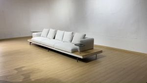 BUNISE โซฟาผ้าเทคโนโลยีทรงเข้ามุม สไตล์วาบิซาบิญี่ปุ่น พร้อมเชสล็อง ฐานไม้จริง ฟองน้ำยางพารา ดีไซน์โรว์โปรไฟล์ เหมาะสำหรับห้องนั่งเล่นบ้านเดี่ยวหรือวิลล่า รุ่น Illimited จัดส่งฟรีทั่วไทย