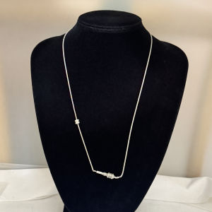 Trendy Silver Necklace 55/60cm 5g Approximately Six-Syllable True Word Tianzhu Fashionable Versatile Fashion Jewelry for Women