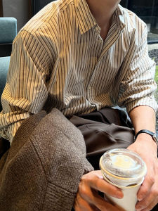 Ssumenam | Mature Style Striped Long Sleeve Shirt