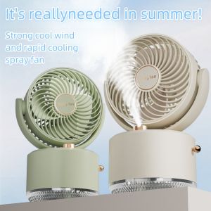 Mist Fan Desk Fan Portable Fan Strong Wind Rechargeable USB Battery 8000mAh 3 Speed Oscillating Water Spray Cooling Fan Table Small Fan Air Cooler Humidifier With Lights