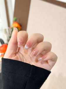 Handmade Sparkling Firework Nail Art Short Wearing False Nails Cat Eye Blush on Nail Patches Premium Feeling False Nails