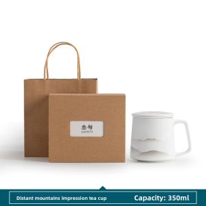 SANXUN | Ceramic Tea Infuser Cup with Lid for Office Use