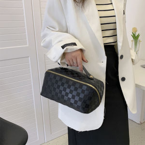 กระเป๋าเครื่องสำอาง QIYUE อัพเกรดเพื่อกระเป๋า PU ลายตาราง ความจุข ความนาน แฟชั่น กระเป๋าถือ ไฮเอนด์ ดับไฮเอนด์