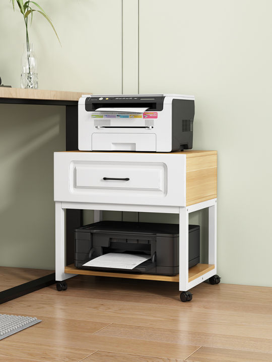 Mobile Office Desk Bottom Rack with Wheels Printer Copier Stand under ...