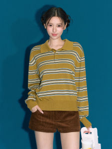 OIOI ESSE | Áo Sweater Sọc Cổ Trụ Vintage Len