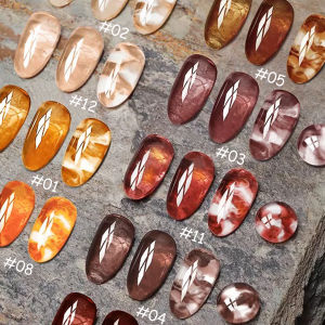 ยาทาเล็บเจล TC 2025 รุ่นใหม่ ฤดูใบไม้ร่วง ฤดูหนาว ซีรีส์สีอำพันน้ำผึ้ง ยอดนิยม สีใสแบบน้ำแข็ง ลายกระดองเต่า อำพันเจลลี่ สำหรับตกแต่งเล็บ