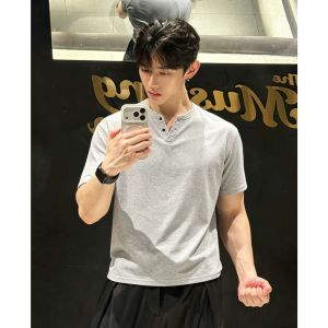 ZHUOCAN | Summer V-Neck Boxy Slim-fit T-Shirt