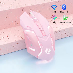 Wireless Mouse Bluetooth 2.4g Rechargeable Mause Player Usb Optical Mute Pink Game Mouse Gift