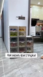 RAK LEMARI SEPATU TY6317-Kotak Sepatu Lipat Transparan Tebal Shoes Storage Box Organizer Rak Sepatu Plastik susun