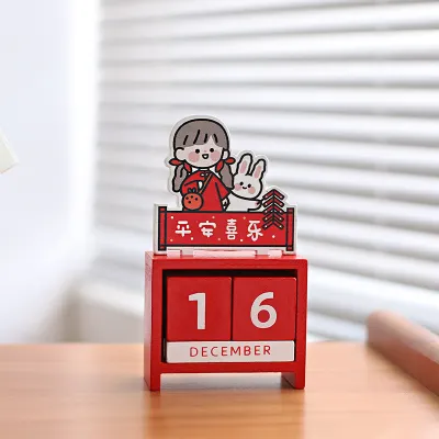Creative Wooden Block Perpetual Calendar Office Desktop Decor