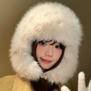 Korean Autumn and Winter Plush Hat Women Ear Protection Panama Russian Cap Warm Headgear Girls INS Fluffy Thicken Hats