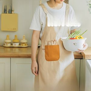 ผ้าคลุมไหล่หางกุ้งสีเหลืองบางสำหรับใช้ในบ้าน เคลือบกันน้ำมัน กันน้ำหนัก กันไขมัน ดีไซน์น่ารัก สำหรับใช้ในครัว เหมาะกับทุกวัย