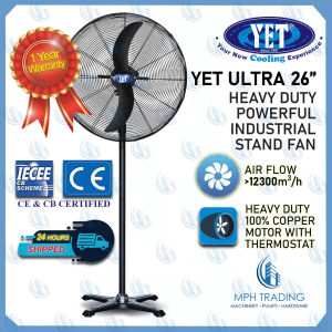 YET Ultra 26S Heavy Duty 26 26 Inch Powerful Industrial Stand Fan 12300m3/h Air Flow Motor Overheat Protection and Full Powder Coated