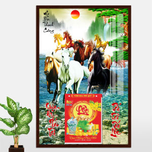 Lịch gỗ treo tường 2027 lịch tráng gương bằng gỗ Mã Đáo Thành Công có gắn bloc lịch năm mới
