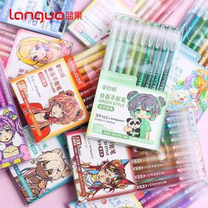 Bộ Bút Gel Languo 9 Màu/bộ Ngòi 0.5mm Mực Màu Sắc Nét Dùng Cho Vẽ Tranh Graffiti Đồ Dùng Mỹ Thuật Màu Sắc Retro Morandi