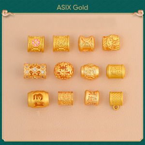 ASIX GOLD Long Lasting Gold Plated Fu Character Large Hole Beads DIY Necklace Bracelet Accessories Fashion Jewelry Gift