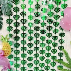 1X2M Artificial Palm Leaf Rain Curtains Tropical Palm Leaves Tinsel Tassel For Hawaiian Jungle Kids Birthday Parties Decorations