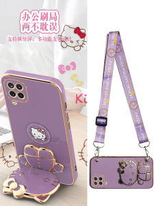 Samsung Galaxy Phone Case with Makeup Mirror Strap Crossbody Adjustable Stand Cute Cartoon Style Soft Silicone Protective Cover