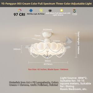 OUCHAO | French Style Pearl Bubble Invisible Full Spectrum Silent Ceiling Fan Light