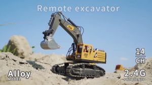 Jojotoy Excavator Mainan Ekskavator Remote Control Anak Laki-laki RC Truk Beko Digger Superior Mesin Berat Remote Control Excavator 1:24