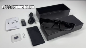 Camera Glasses 1080P HD Video Audio Recording 2MP Photo No WiFi Direct Recording Wearable Eyeglasses Hands Free for Cycling Travel Meeting Outdoor Commute