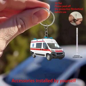 other | 2D Rescue Car Acrylic Keychain Backpack & Car Key Decor PendantIdeal Birthday & Holiday Gift for Friends