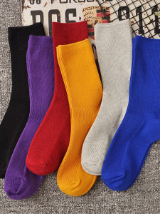 Bunching Socks Womens Thin South Korea Purple Long Socks Tide Color Royal Blue Easiest for Match Tube Socks Sandal Socks Preppy Style