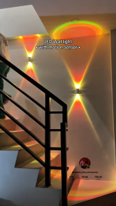 RGB Motion Sensor Dual Head Wall Light Atmosphere Lighting Wireless for Backyard Party Decor