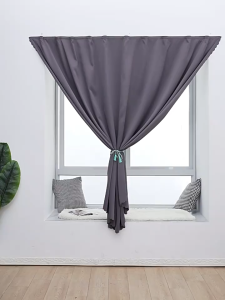 AIMO 100% Blackout Curtain For Window No Drilling Required Velcro Curtains Plain Curtain