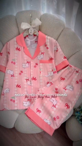 (40-60kg) Đồ bộ piijama nữ lụa Mango loại 1 cổ vest TAY NGẮN - QUẦN LỬNG chất mềm mịn mát và thoải mái khi mặc