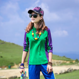 Nữ Áo Thun Dài Tay Khô Nhanh Ngoài Trời Leo Núi Đi Bộ Thể Thao Áo Ôm Vừa Vặn Thoáng Khí Áo Thun Chống Tĩnh Điện Chống Tia Cực Tím